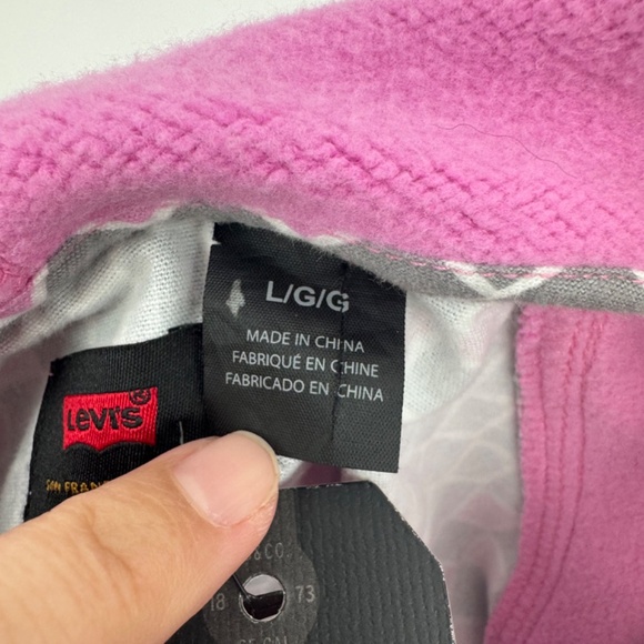 Levis Hoodie Men Large NEW Pink Gray Checker Pullover Skateboarding Sweatshirt - Picture 7 of 11